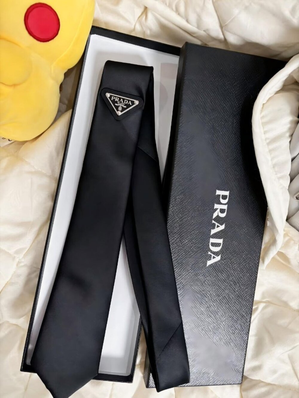 📦 Prada tie black stylish accessory unisex comes with gift box